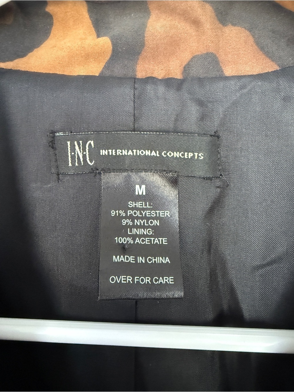 INC International Concepts Tan and Black Leopard Long Sleeve Belted Jacket - Picture 2 of 6